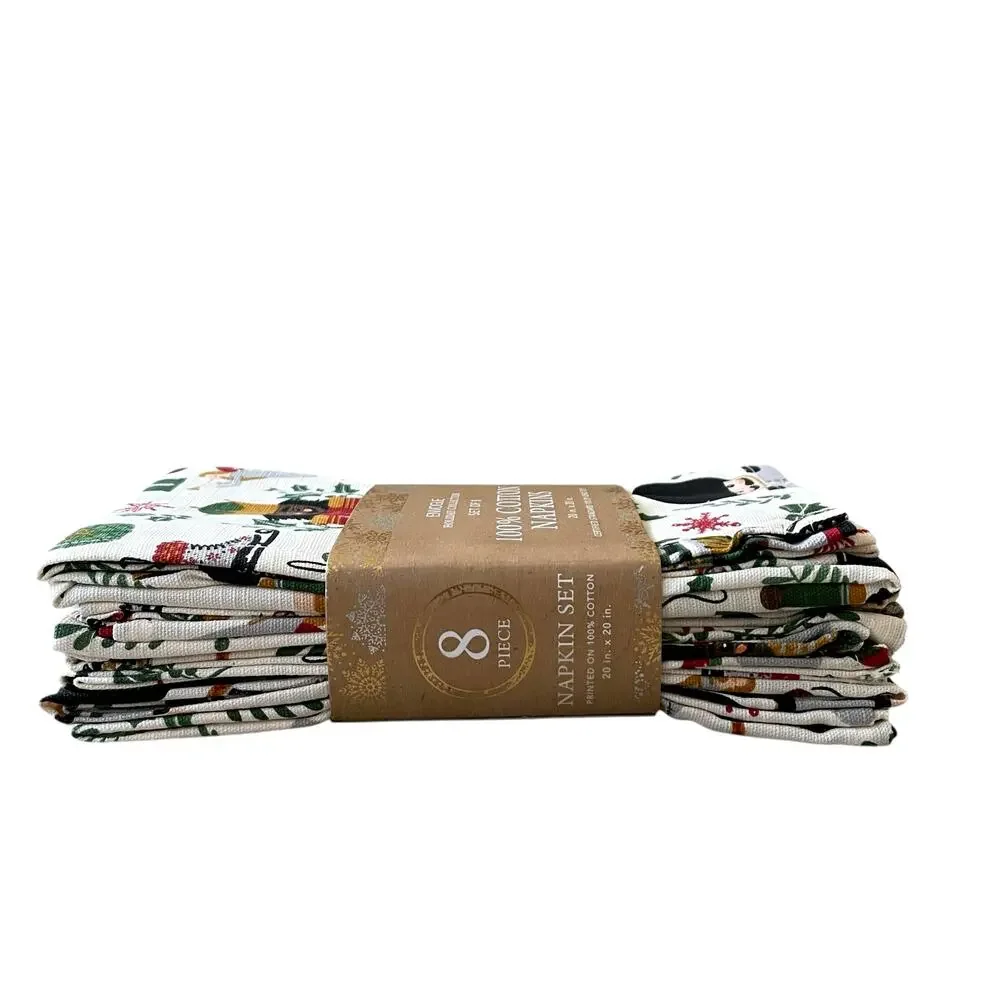 Envogue Christmas Nutcracker Dinner Napkins Set of 8 Holiday Cotton 20x20 NEW